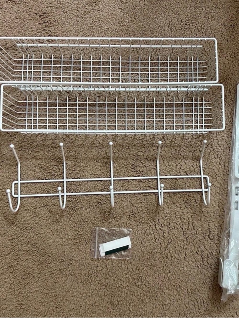 Over-The-Door Organizer with 5 Hooks and 2 Baskets- White